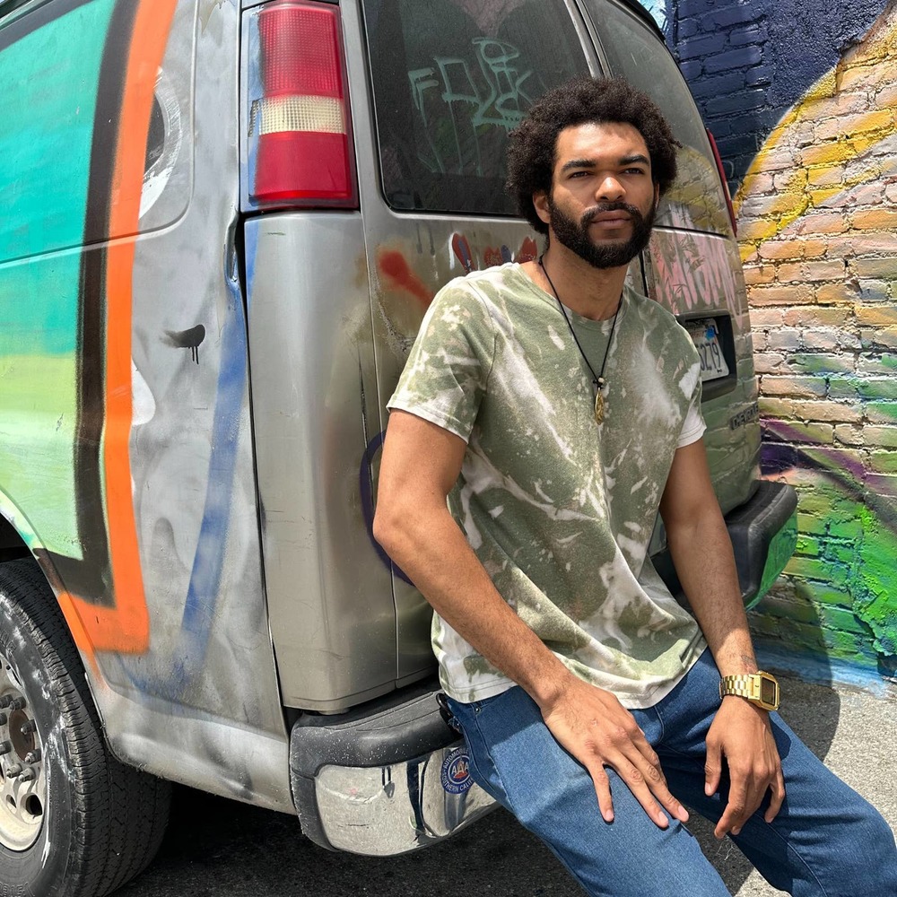 Green distressed tie dye loose fitting t-shirt